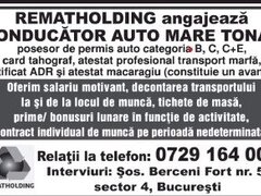 Soferi, conducatori auto mare tonaj, pentru RematHolding